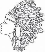 Coloring Indian Headdress Feather Pages American Drawing Native Embroidery Designs Simple Adults Printable Sheets Outline Mandala Patterns Urbanthreads Head Indianer sketch template