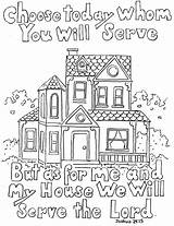 Joshua House Print Color Coloring Pages Lord Serve Will 24 Kids But Bible School Verse Sunday Scripture Children Obey Adron sketch template