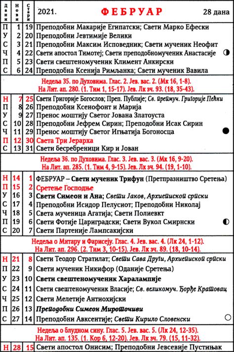 srpski crkveni kalendar srpski pravoslavni crkveni kalendar  www pravoslavlje nl