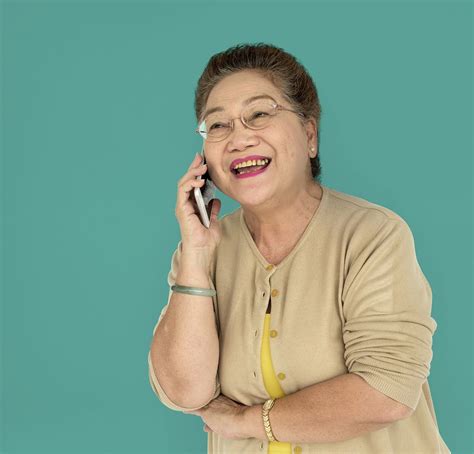 Mature Asian Woman Phone Concept Premium Photo Rawpixel