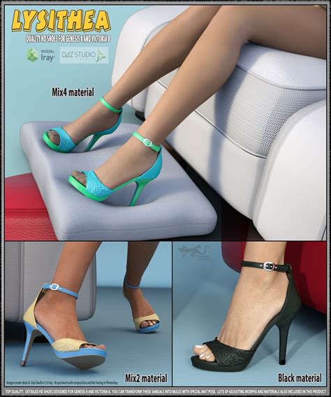 lysithea shoes for genesis 8 and victoria 8 3d figure