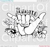 Hang Loose Hand Sign Hawaiian Shaka Clipart Template Coloring Flowers Illustration sketch template