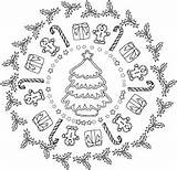 Mandala Christmas Candy Coloring Pages Cane sketch template