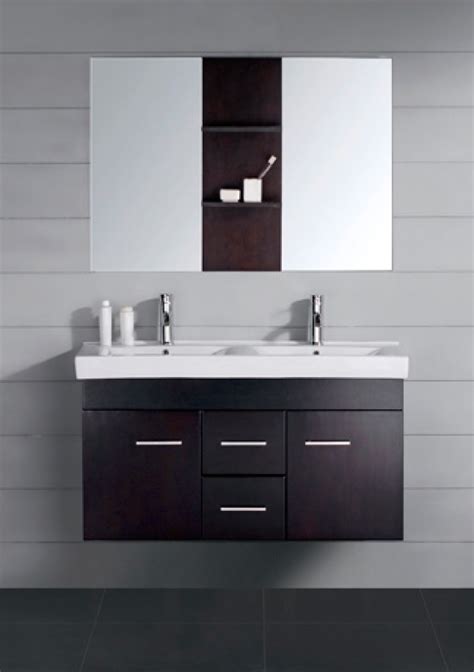small modern double sink bathroom vanity  mirror
