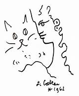 Cocteau Gato Karoun Trait Picasso Calligramme Choisir Figura sketch template