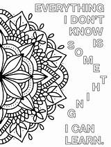 Coloring Positive Pages Printable Mandala Mindset Growth Quotes Color Inspirational Colouring Adult Quote Word Print Choose Board Book sketch template