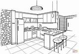 Kitchen Coloring Pages Interior Printable Minimalist Style Bedroom Drawing Supercoloring Architecture Color Room Provence Visit House Template sketch template