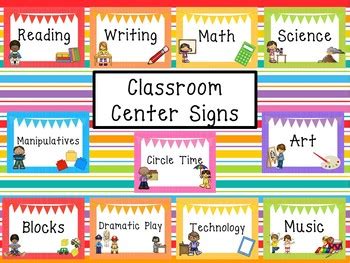 large printable classroom center signs class accessories tpt