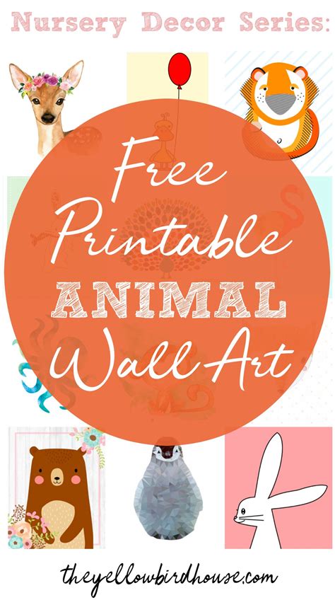 nursery decor series   printable animal wall art pieces