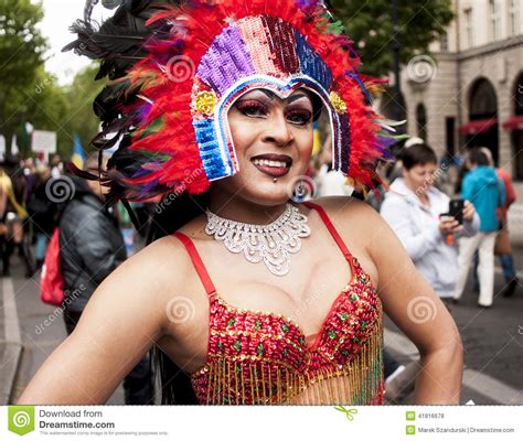 Elaborately Dressed Transgender During Parade Editorial