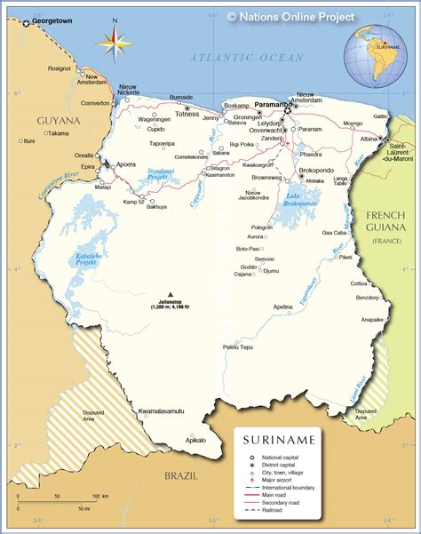 political map  suriname nations  project