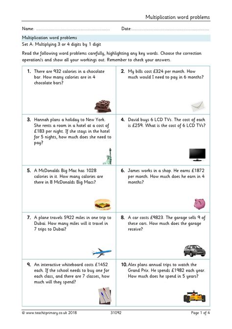 multiplication word problems