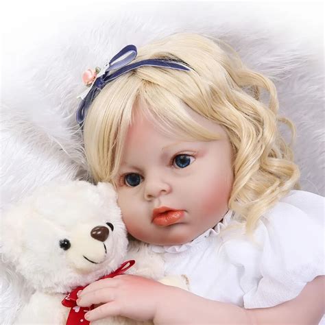 npk cm lifelike silicone reborn baby dolls girl reborn toddler dolls gift blonde hair demin