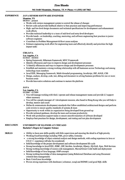 java resume samples velvet jobs