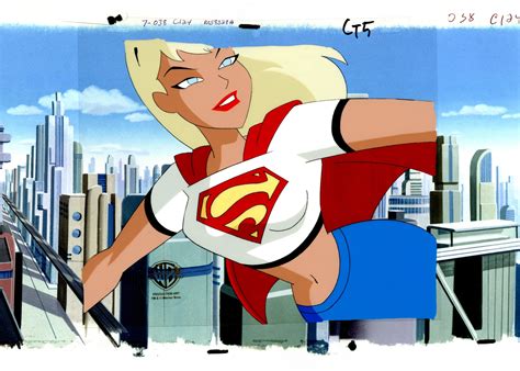 Superman Animated Series Original Cel With Drawing Superman Supergirl