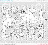 Sea Animals Clipart Coloring Creatures Outlines Illustration Royalty Digital Color Collage Rf Visekart Background Transparent Clipground  Has sketch template