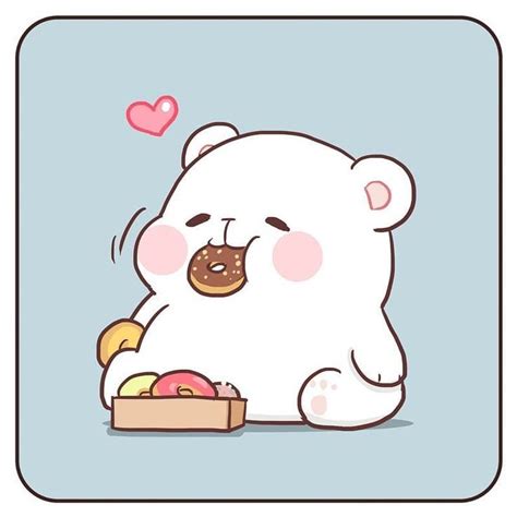 adorable simple  cute polar bear doodle  donuts