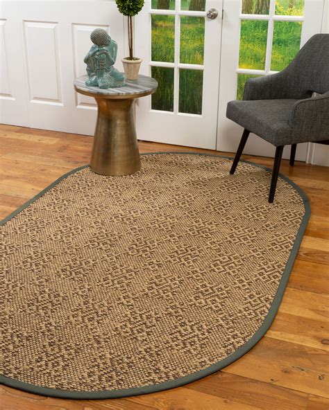 natural area rugs oslo custom sisal rug    oval green border walmartcom walmartcom