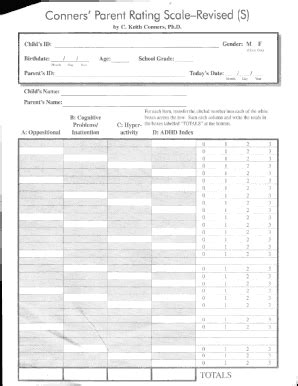 conners parent rating scale  scoring fill  printable fillable blank pdffiller