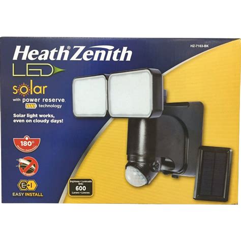 heath zenith hz  bk heath zenith black motion activated twin head led solar powered security