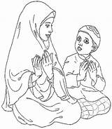 Muslim Islamic Mewarnai Colouring Berdoa Printable Islami Familyholiday Coloriages sketch template