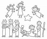Nativity Scene Christmas Stick Clipart Figures Figure Drawing Coloring Pages Animals Crib Kids Lds Stickman Precious Moments Clip Family Simple sketch template