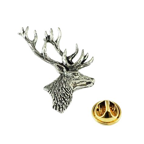 stag s head english pewter lapel pin badge from ties planet uk