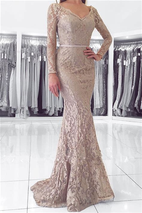mermaid v neck lace long mother of the bride dresses 602141