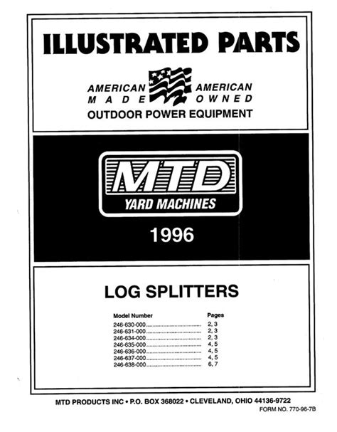 mtd  ton log splitter parts diagram