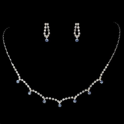 stunning silver light blue crystal accent jewelry set ne  pearl bridal jewelry bridal