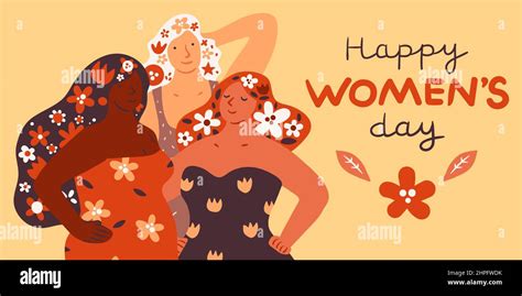 International Women Day Poster March Holiday Banner Beautiful Ladies