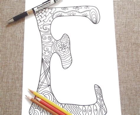 letter colouring alphabet  kids adult coloring book etsy