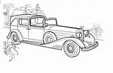 Cadillac Coloring Car Pages Town Cars Color Silhouettes Old Drawing Classic Antique sketch template
