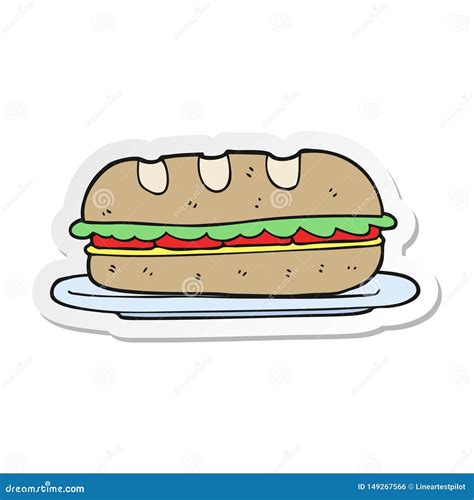 sticker   cartoon  sandwich stock vector illustration  retro