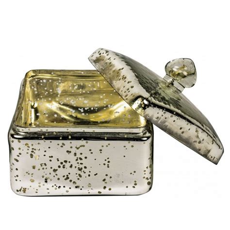 Antiqued Silver Glass Trinket Box Small Antique French Style Furniture