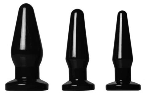 Trinity Black Anal Trainer Set Of 3 Sex Toy Ass Plugs Small Medium