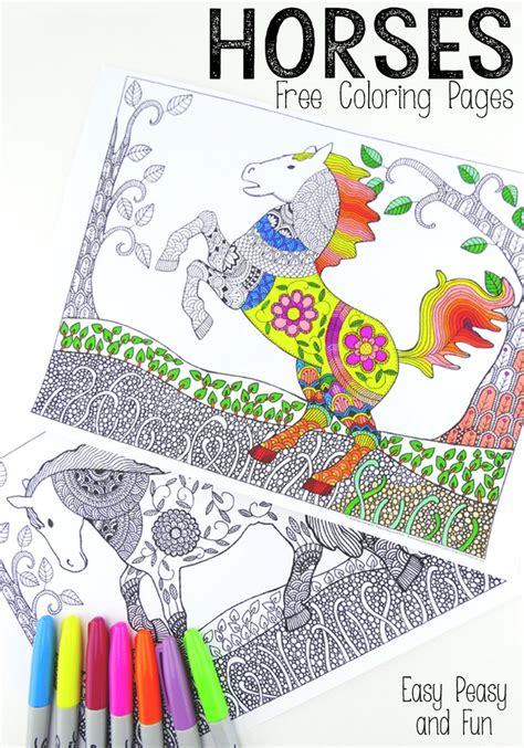 horses coloring pages  adults red ted arts blog