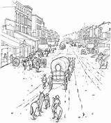 Coloring Pages Western Town Adult Wagon Sheets Native Book Kids Adults Covered Little Old House Prairie Dover Pioneer Books Color sketch template