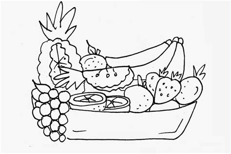 kids fruit basket drawing sketch coloring page coloring home