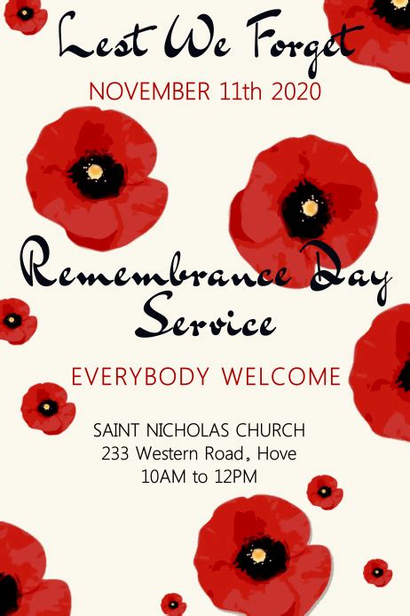 customize  remembrance day poster templates postermywall
