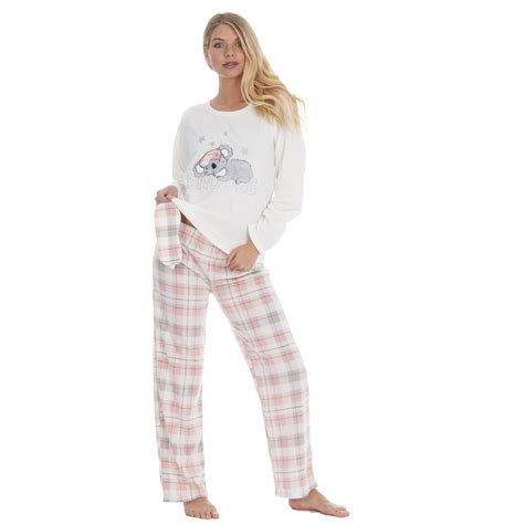 womensladies fleece thermal pyjamas pyjama pjs winter nightwear set size   ebay