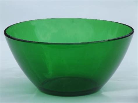 Arcoroc French Kitchen Glass Salad Bowl Retro Forest Green Colored Glass