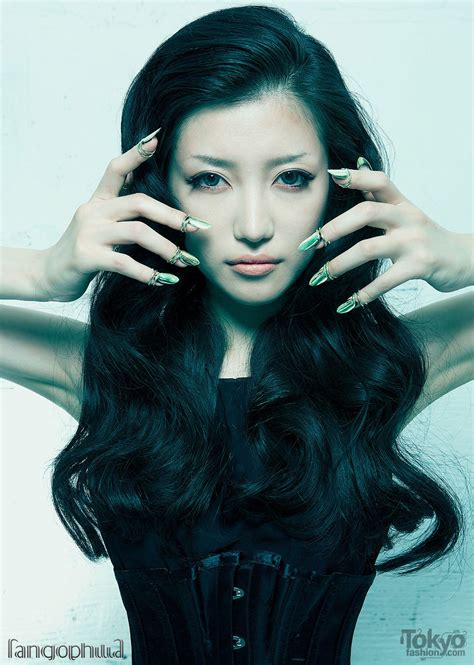 Japanese Model Machiko Wearing Silver Finger Tips By The Japanese