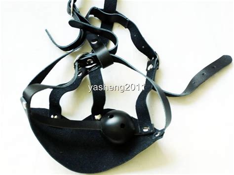 Genuine Real Cowhide Leather Fetish Ball Gag With Head Harness Black Ebay