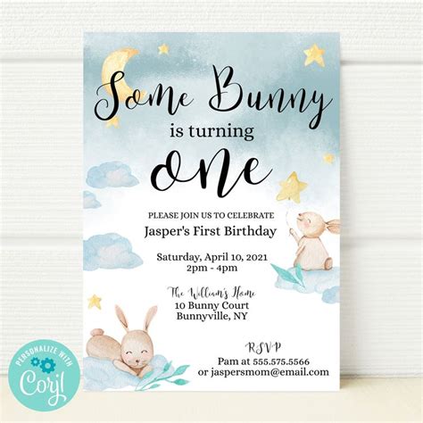 bunny  turning  invitation template  birthday party