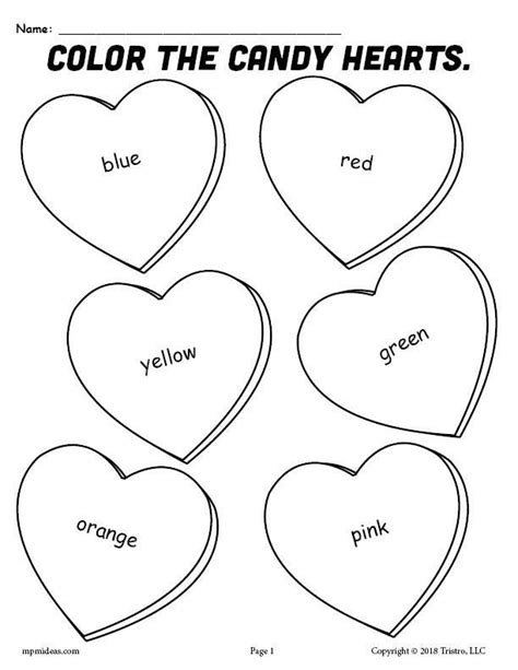 printable candy hearts valentines day coloring page valentines day