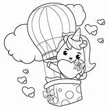 Unicorn Coloring Valentine Premium Illustration Vector Cute Book sketch template