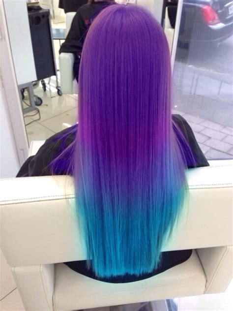 aesthetic beauty blue bright dip dyed girls hair