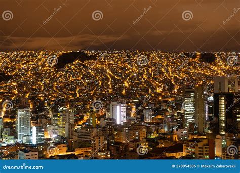 la paz  el alto cityscape  night stock photo image  night skyline