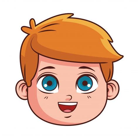 cute boy face cartoon premium vector